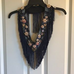 Fringe neckpiece. Great with jeans.